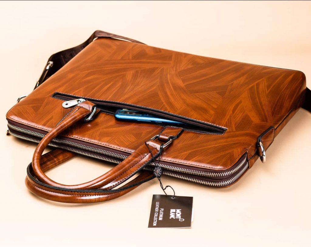 Montblanc light brown flat with inside phone